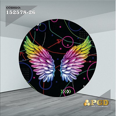 PAINEL REDONDO 1,5 x 1,5 MT -  tema - NEON Modelo 26 TECIDO EM - HELANCA