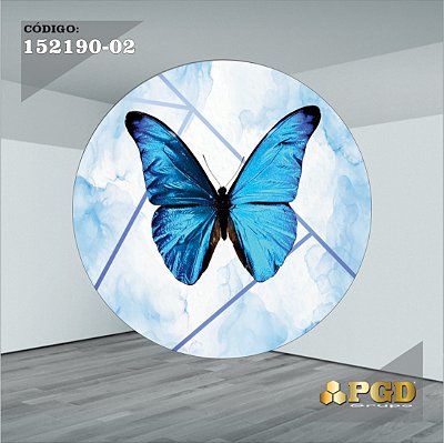PAINEL REDONDO 1,5 x 1,5 MT -  tema - BORBOLETA Modelo 2 TECIDO EM - HELANCA