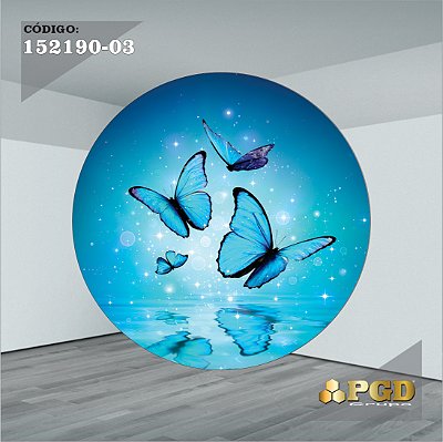 PAINEL REDONDO 1,5 x 1,5 MT -  tema - BORBOLETA Modelo 3 TECIDO EM - HELANCA