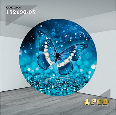 PAINEL REDONDO 1,5 x 1,5 MT -  tema - BORBOLETA Modelo 5 TECIDO EM - HELANCA
