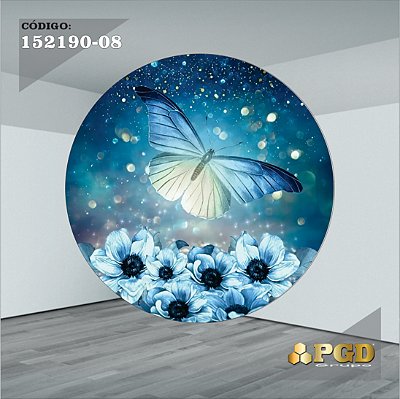 PAINEL REDONDO 1,5 x 1,5 MT -  tema - BORBOLETA Modelo 8 TECIDO EM - HELANCA