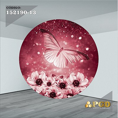 PAINEL REDONDO 1,5 x 1,5 MT -  tema - BORBOLETA Modelo 13 TECIDO EM - HELANCA