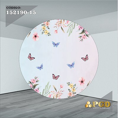 PAINEL REDONDO 1,5 x 1,5 MT -  tema - BORBOLETA Modelo 15 TECIDO EM - HELANCA