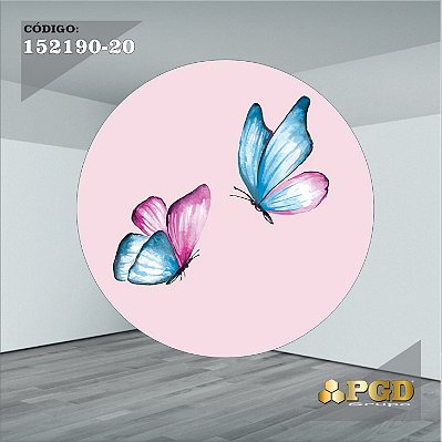 PAINEL REDONDO 1,5 x 1,5 MT -  tema - BORBOLETA Modelo 20 TECIDO EM - HELANCA