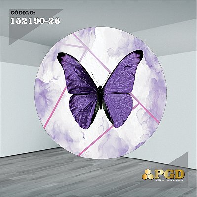 PAINEL REDONDO 1,5 x 1,5 MT -  tema - BORBOLETA Modelo 26 TECIDO EM - HELANCA