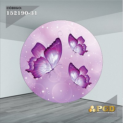 PAINEL REDONDO 1,5 x 1,5 MT -  tema - BORBOLETA Modelo 31 TECIDO EM - HELANCA