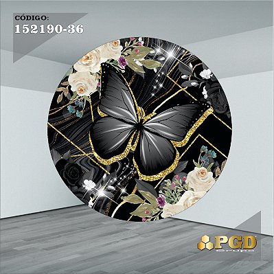 PAINEL REDONDO 1,5 x 1,5 MT -  tema - BORBOLETA Modelo 36 TECIDO EM - HELANCA