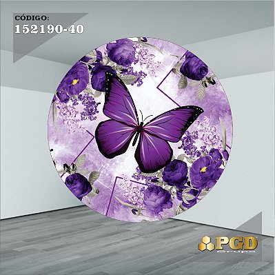 PAINEL REDONDO 1,5 x 1,5 MT -  tema - BORBOLETA Modelo 40 TECIDO EM - HELANCA