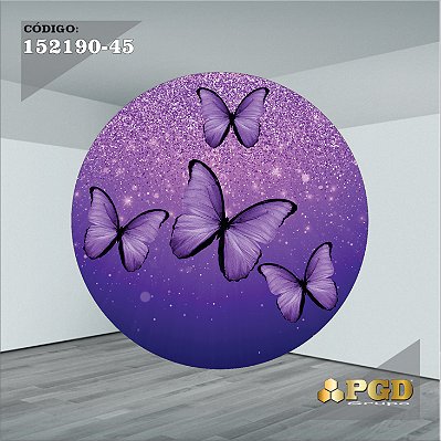 PAINEL REDONDO 1,5 x 1,5 MT -  tema - BORBOLETA Modelo 45 TECIDO EM - HELANCA