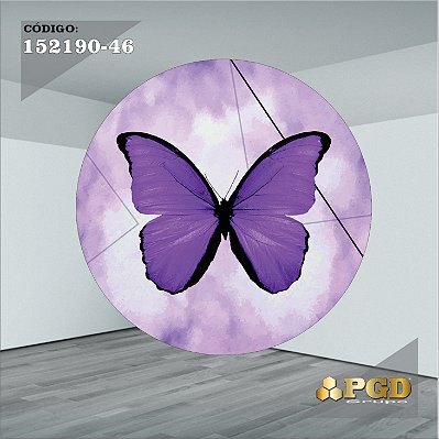 PAINEL REDONDO 1,5 x 1,5 MT -  tema - BORBOLETA Modelo 46 TECIDO EM - HELANCA