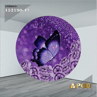 PAINEL REDONDO 1,5 x 1,5 MT -  tema - BORBOLETA Modelo 47 TECIDO EM - HELANCA