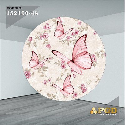 PAINEL REDONDO 1,5 x 1,5 MT -  tema - BORBOLETA Modelo 48 TECIDO EM - HELANCA