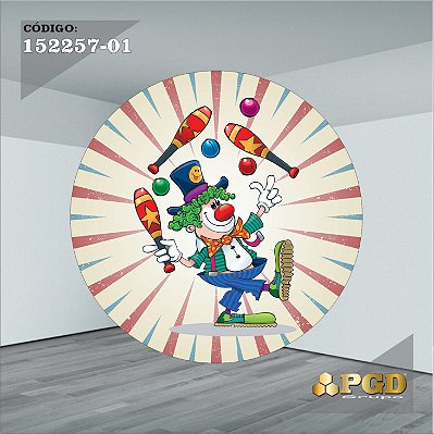 PAINEL REDONDO 1,5 x 1,5 MT -  tema - CIRCO  Modelo 01 TECIDO EM - HELANCA