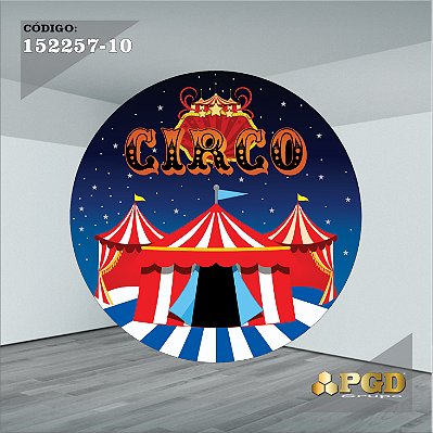 PAINEL REDONDO 1,5 x 1,5 MT -  tema - CIRCO  Modelo 10 TECIDO EM - HELANCA
