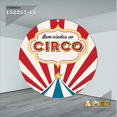 PAINEL REDONDO 1,5 x 1,5 MT -  tema - CIRCO  Modelo 13 TECIDO EM - HELANCA