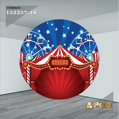 PAINEL REDONDO 1,5 x 1,5 MT -  tema - CIRCO  Modelo 18 TECIDO EM - HELANCA