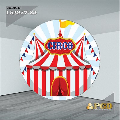 PAINEL REDONDO 1,5 x 1,5 MT -  tema - CIRCO  Modelo 23 TECIDO EM - HELANCA