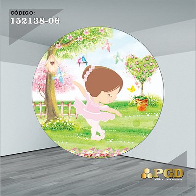 PAINEL REDONDO 1,5 x 1,5 MT -  tema - BAILARINA Modelo 06 TECIDO EM - HELANCA