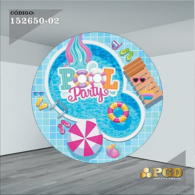 PAINEL REDONDO 1,5 x 1,5 MT -  tema - POOL PARTY Modelo 02 TECIDO EM - HELANCA
