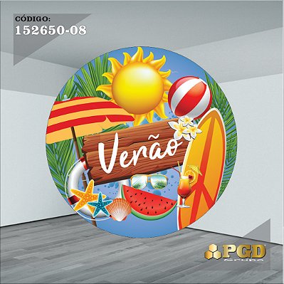 PAINEL REDONDO 1,5 x 1,5 MT -  tema - POOL PARTY Modelo 08 TECIDO EM - HELANCA