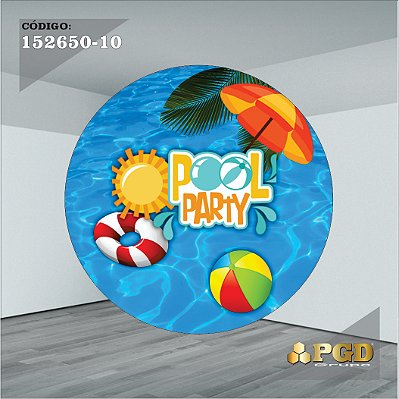 PAINEL REDONDO 1,5 x 1,5 MT -  tema - POOL PARTY Modelo 10 TECIDO EM - HELANCA