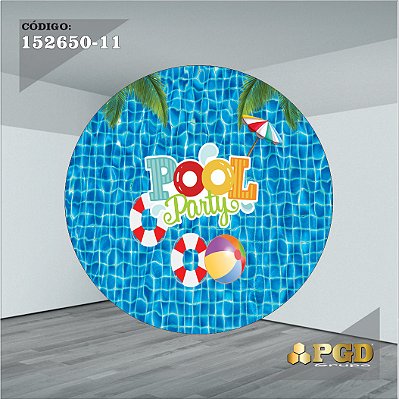 PAINEL REDONDO 1,5 x 1,5 MT -  tema - POOL PARTY Modelo 11 TECIDO EM - HELANCA