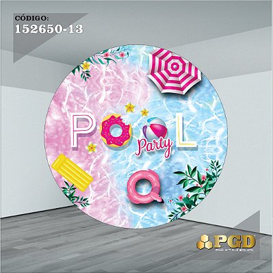 PAINEL REDONDO 1,5 x 1,5 MT -  tema - POOL PARTY Modelo 13 TECIDO EM - HELANCA