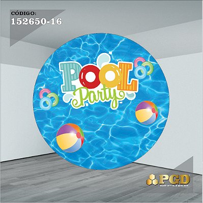 PAINEL REDONDO 1,5 x 1,5 MT -  tema - POOL PARTY Modelo 16 TECIDO EM - HELANCA