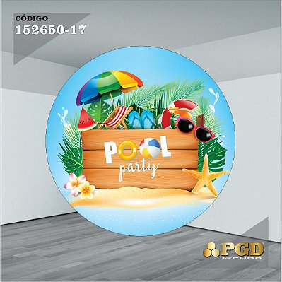 PAINEL REDONDO 1,5 x 1,5 MT -  tema - POOL PARTY Modelo 17 TECIDO EM - HELANCA