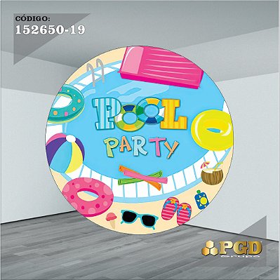 PAINEL REDONDO 1,5 x 1,5 MT -  tema - POOL PARTY Modelo 19 TECIDO EM - HELANCA