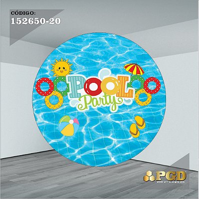 PAINEL REDONDO 1,5 x 1,5 MT -  tema - POOL PARTY Modelo 20 TECIDO EM - HELANCA