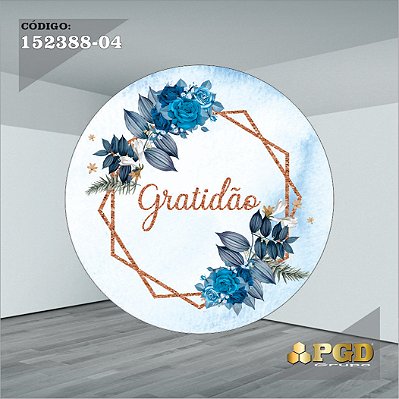 PAINEL REDONDO 1,5 x 1,5 MT -  tema - GRATIDÃO Modelo 04 TECIDO EM - HELANCA
