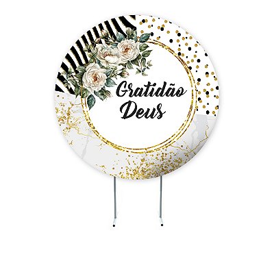 PAINEL REDONDO 1,5 x 1,5 MT - tema - GRATIDÃO Modelo 06 TECIDO EM - HELANCA