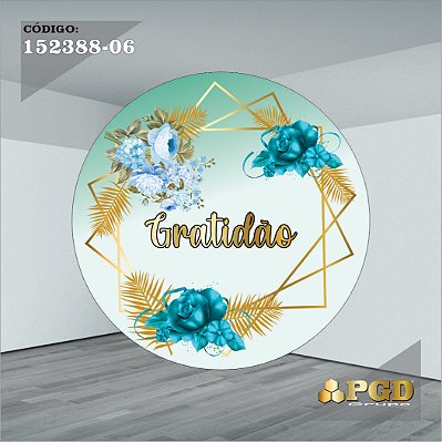 PAINEL REDONDO 1,5 x 1,5 MT -  tema - GRATIDÃO Modelo 06 TECIDO EM - HELANCA