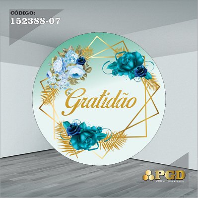 PAINEL REDONDO 1,5 x 1,5 MT -  tema - GRATIDÃO Modelo 07 TECIDO EM - HELANCA