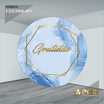 PAINEL REDONDO 1,5 x 1,5 MT -  tema - GRATIDÃO Modelo 09 TECIDO EM - HELANCA