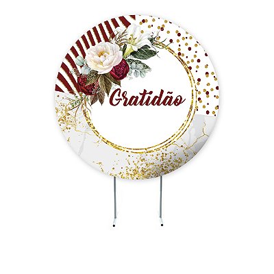 PAINEL REDONDO 1,5 x 1,5 MT - tema - GRATIDÃO Modelo 12 TECIDO EM - HELANCA