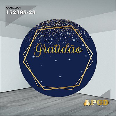 PAINEL REDONDO 1,5 x 1,5 MT -  tema - GRATIDÃO Modelo 28 TECIDO EM - HELANCA