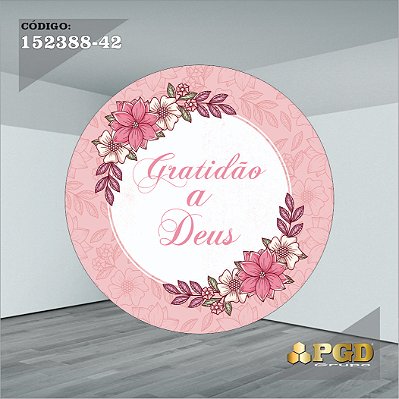 PAINEL REDONDO 1,5 x 1,5 MT -  tema - GRATIDÃO Modelo 42 TECIDO EM - HELANCA