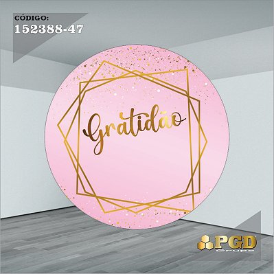 PAINEL REDONDO 1,5 x 1,5 MT -  tema - GRATIDÃO Modelo 47 TECIDO EM - HELANCA