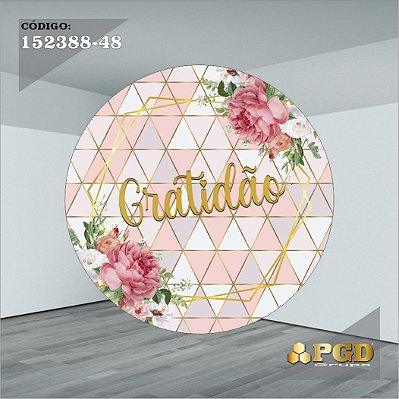 PAINEL REDONDO 1,5 x 1,5 MT -  tema - GRATIDÃO Modelo 48 TECIDO EM - HELANCA