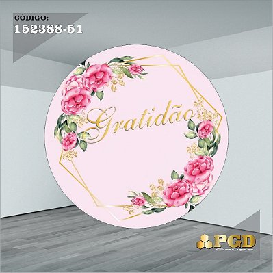 PAINEL REDONDO 1,5 x 1,5 MT -  tema - GRATIDÃO Modelo 51 TECIDO EM - HELANCA