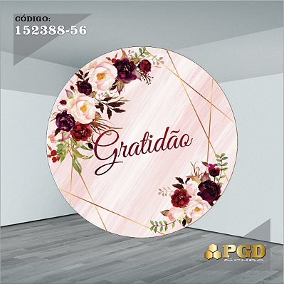 PAINEL REDONDO 1,5 x 1,5 MT -  tema - GRATIDÃO Modelo 56 TECIDO EM - HELANCA