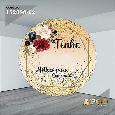 PAINEL REDONDO 1,5 x 1,5 MT -  tema - GRATIDÃO Modelo 62 TECIDO EM - HELANCA