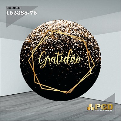 PAINEL REDONDO 1,5 x 1,5 MT -  tema - GRATIDÃO Modelo 75 TECIDO EM - HELANCA