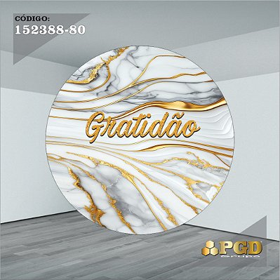 PAINEL REDONDO 1,5 x 1,5 MT -  tema - GRATIDÃO Modelo 80 TECIDO EM - HELANCA