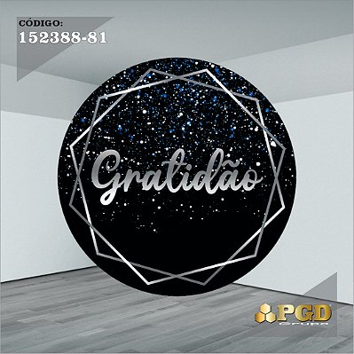 PAINEL REDONDO 1,5 x 1,5 MT -  tema - GRATIDÃO Modelo 81 TECIDO EM - HELANCA