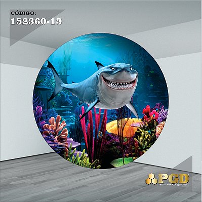 PAINEL REDONDO 1,5 x 1,5 MT -  tema - Fundo do Mar Modelo 13 TECIDO EM - HELANCA