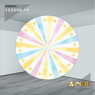 PAINEL REDONDO 1,5 x 1,5 MT -  tema - CIRCO ROSA Modelo 19 TECIDO EM - HELANCA