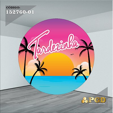 PAINEL REDONDO 1,5 x 1,5 MT -  tema - Tardezinha  Modelo 01 TECIDO EM - HELANCA